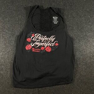 Beautiful Disaster Perfectly Imperfect Tank Womens 2X Black Rose Lace Goth Biker